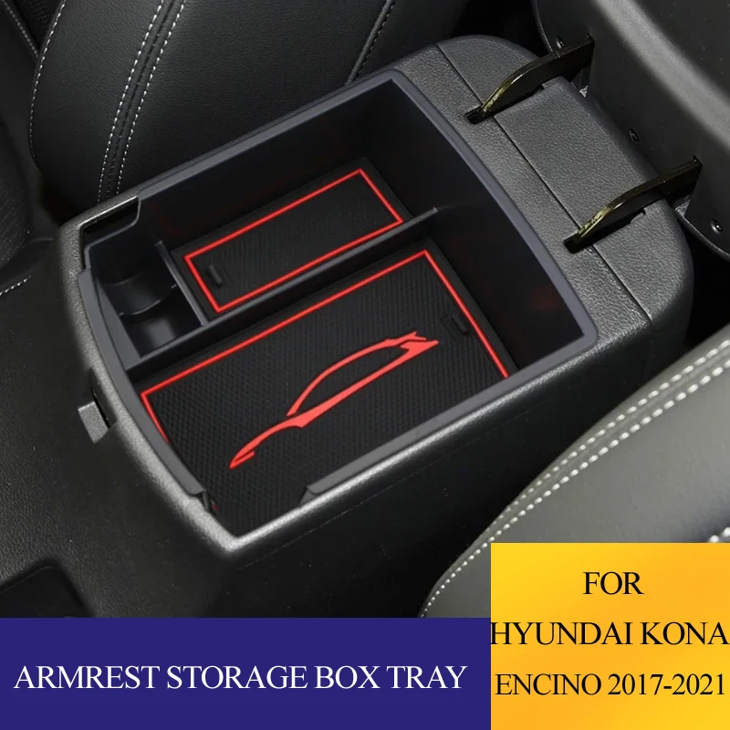 Auto Mittelkonsole Armlehne Aufbewahrungsbox für Hyundai Kona Encino 2017-2021 Container Organizer Fach Zubehör
