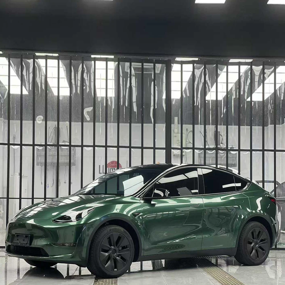 PET Car Wrap Film Metallic Green Bubble Free Waterproof Automotive Color Change Film