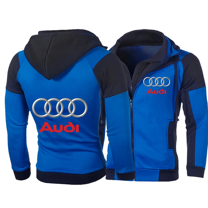 Herren Hoodie Jacke Audi Auto Logo Print Motorradjacke Mode Lässig Motorsport Strickjacke Reißverschluss Hoodie Audi Herrenbekleidung