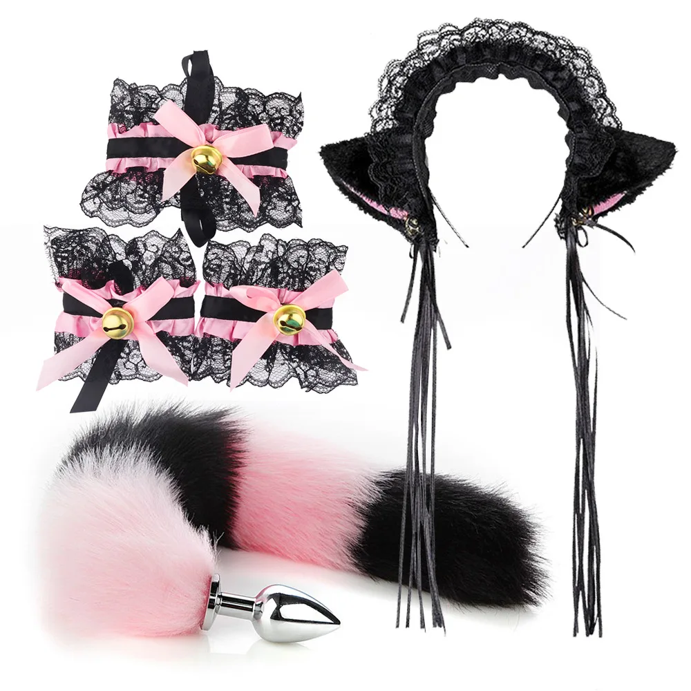Adult sex toys tail set 5-piece back court fox tail anal plug flirting play factory wholesale SM