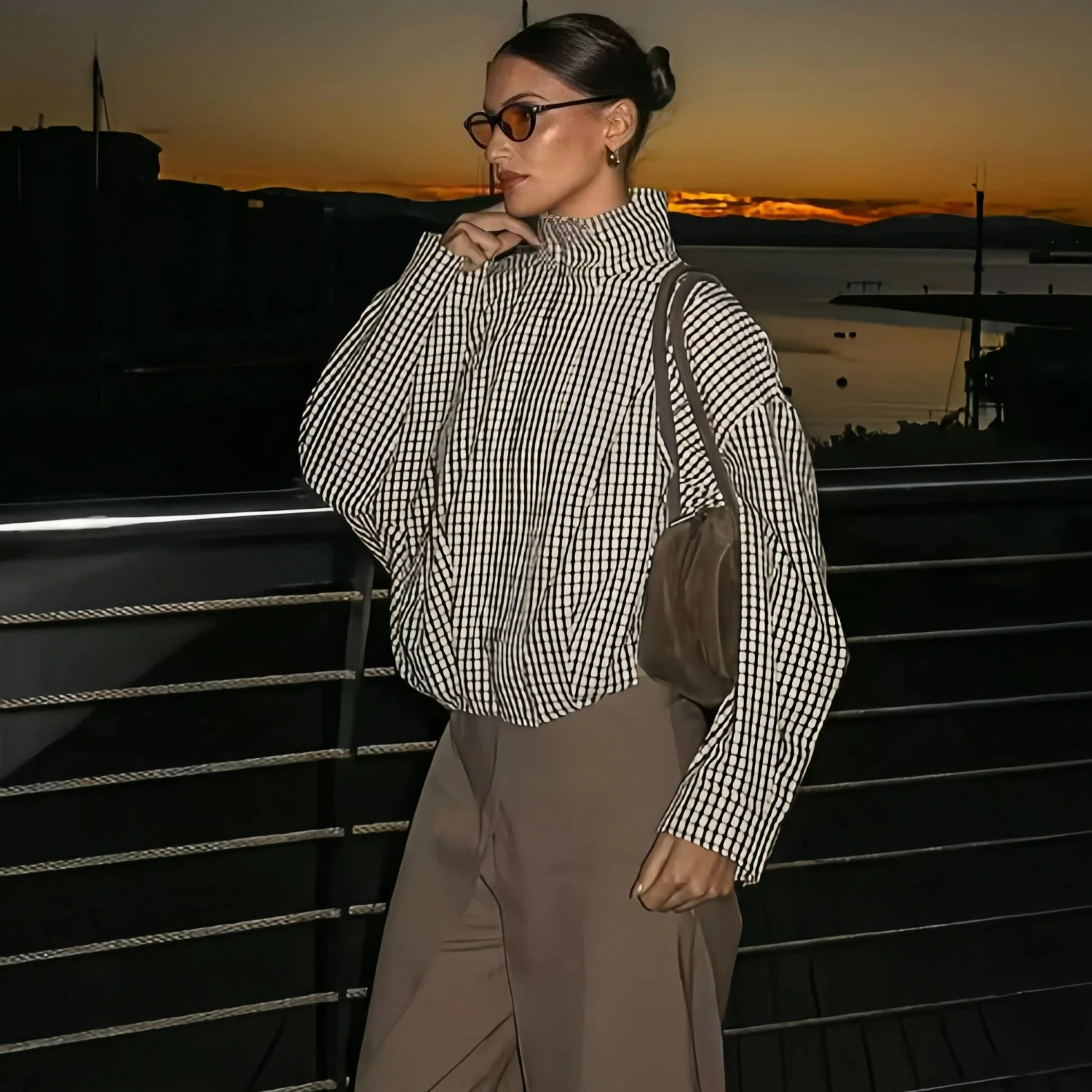 2026 Minimalist Cropped Gingha - Vintage Fashion Jacket recension och pris