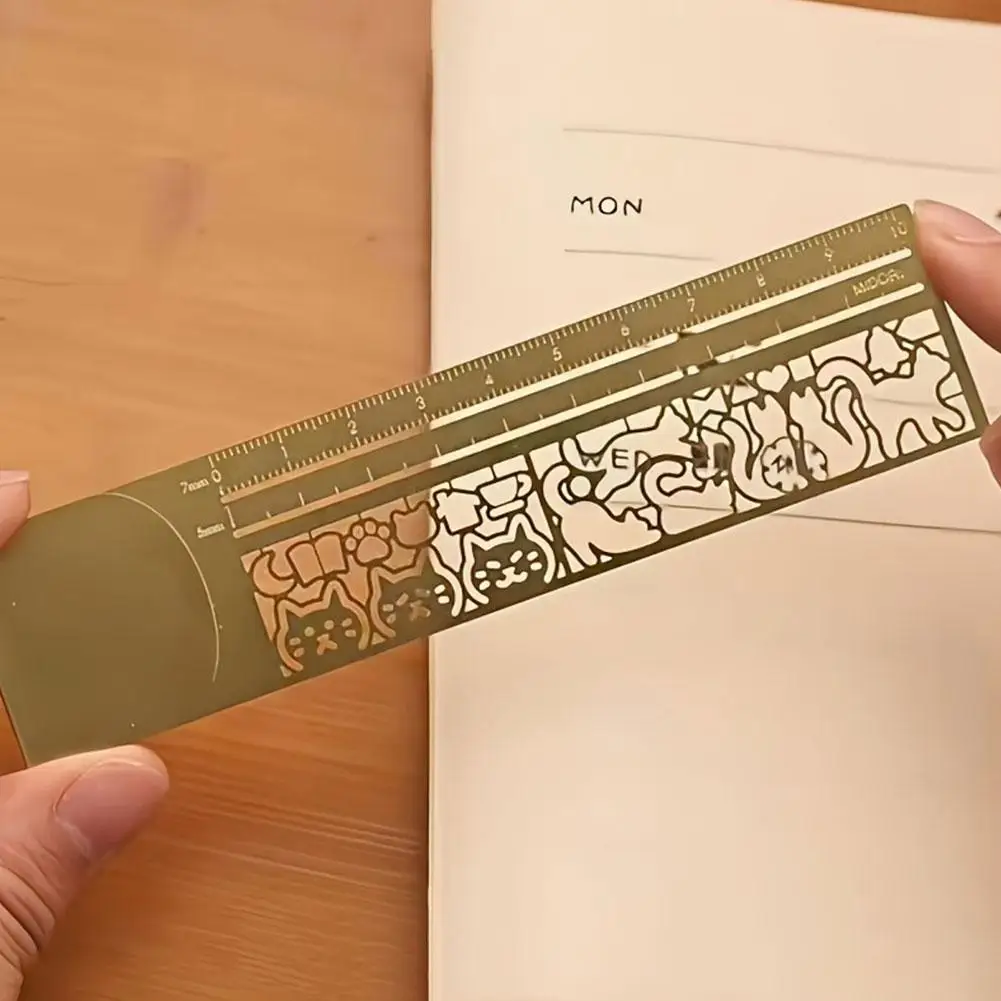 2-in-1 Adorable Cat Bookmark Ruler Cat Template Handheld Account Multifunctional Ruler Ruler Cat Pattern Creative Ruler Bookmark