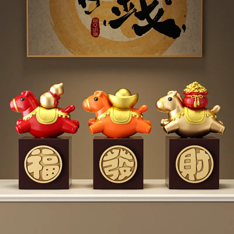 Lucky Horse Fortune Statue for Living Room Entryway Office Desk 2026 New Year Decoration Zodiac Mascot Gifts