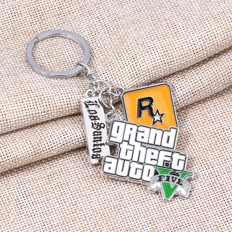 Gta v-男性用の5つ星型自動キーリング,新しいゲーム用のマルチペンダント,キーホルダー,ジュエリー,ps4,ファッション