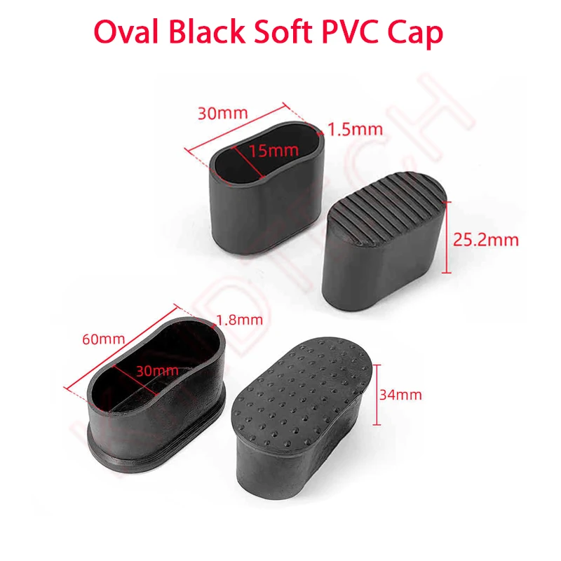 1/2/4/8/10/20Pcs Oval Black Soft PVC Plastic Plug Chair Furniture Leg Non-Slip Outer Cover Sleeve Pipe End Cap Floor Protector