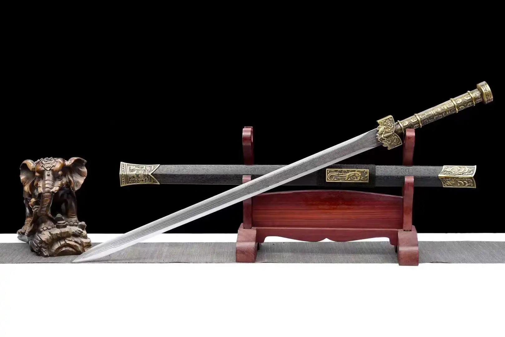 King Han Dynasty Style Battle Sword, Real Steel Blade, Intergrated Handforged, High Manganese, Kungfu Wushu, Unsharp