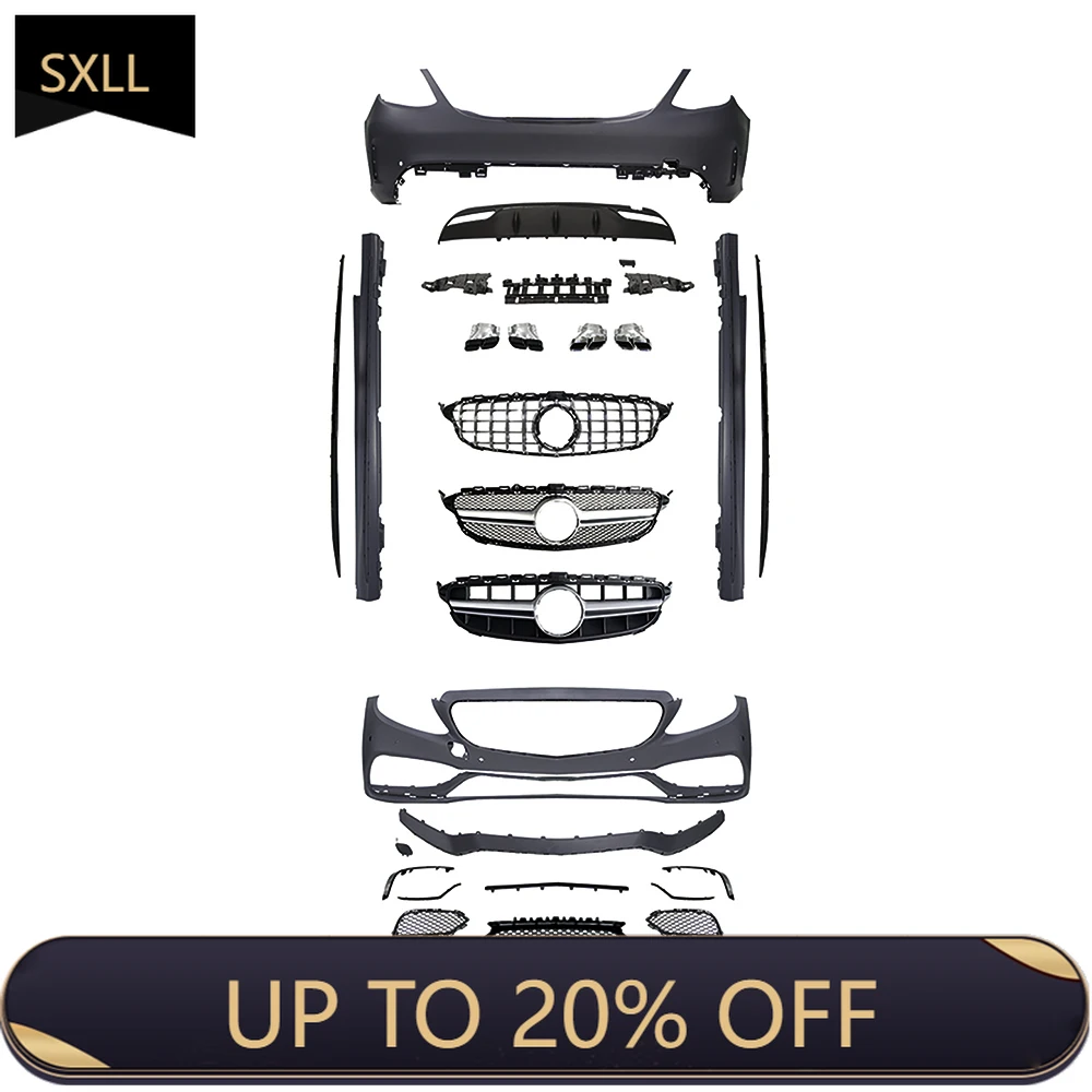 

SXLL For W205 Model C63 Body Kit Front Bumper Rear Diffuser Spoiler Body Kit for C-Class W205 15-22