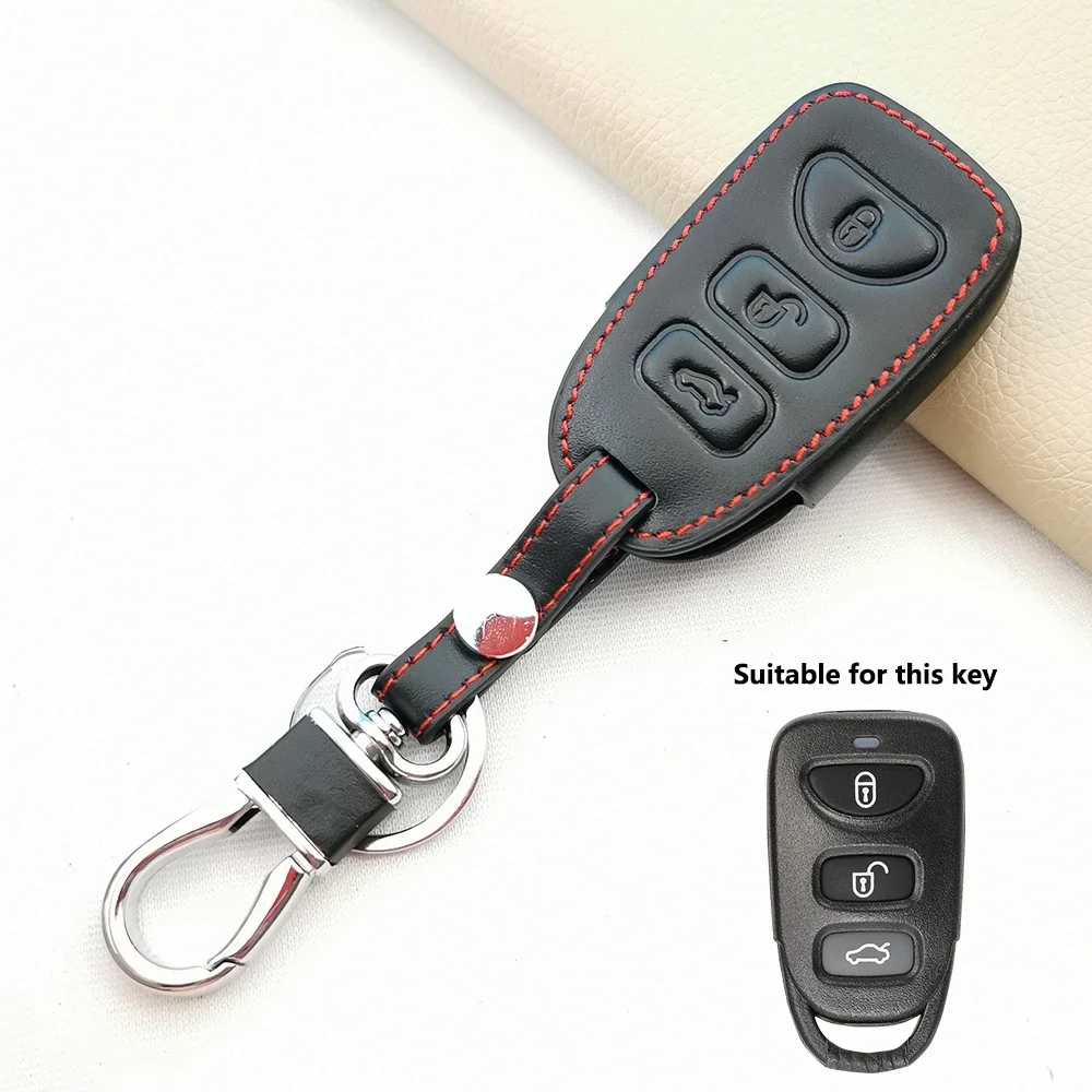 For Kia Forte Soul Optima Carens Spectra Sorento For Hyundai Elantra Sonata 100% Leather Car Key Case Remote Protect Cover