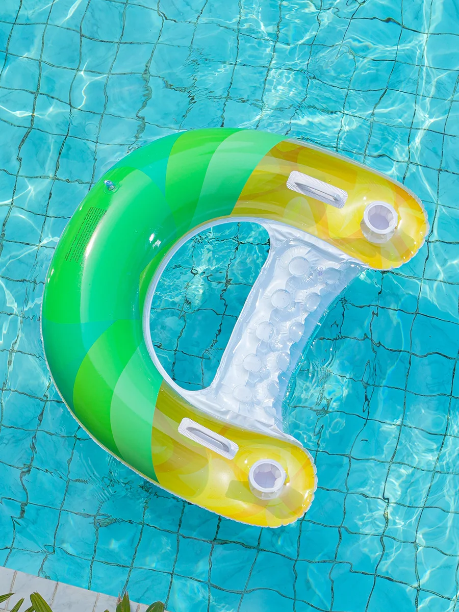 Hammock Flutuante em Forma de U de PVC Reforçado, Brinquedo Inflável para Água, Círculo de Natação, para Uso ao Ar Livre