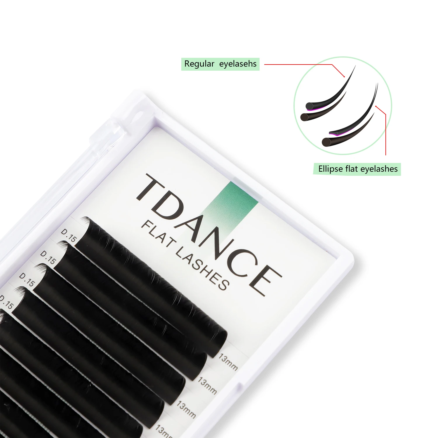 TDANCE Ellipse Flat Eyelash Extension Lashes 12 Rows 8-15mm 0.15/0.2 Individual Split Tips Matte Soft Faux Mink False Eyelashes