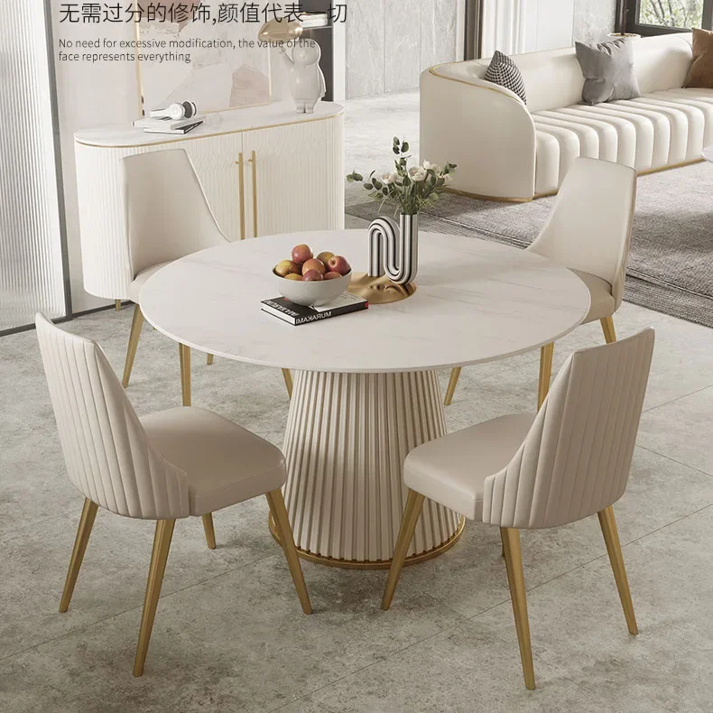 French retro cream style dining table pure white light luxury Holy Grail table premium household