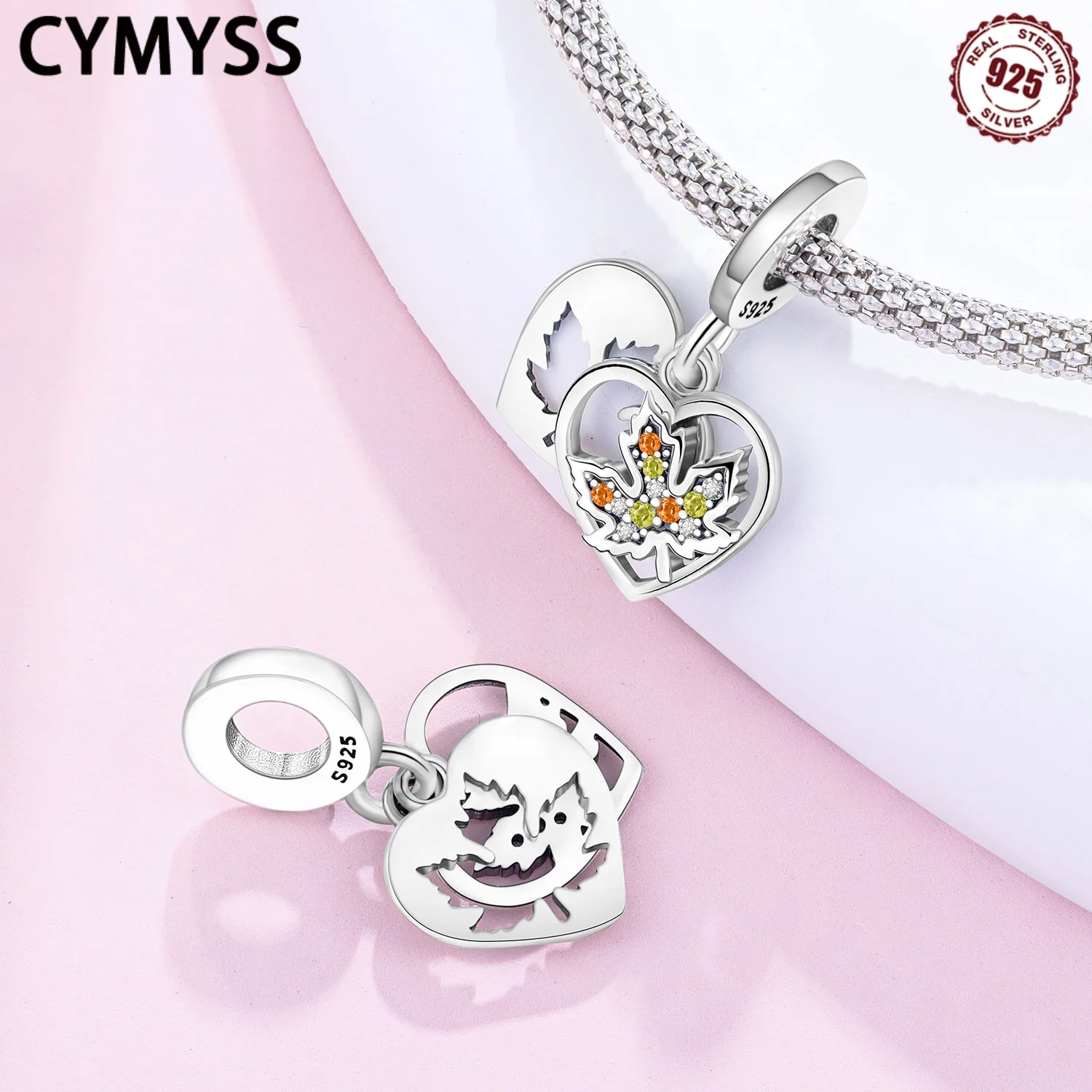 

CYMYSS 2025 NEW S925 Sterling Silver Autumn Maple Heart Zircon Woman Pendant Boutique Wedding Party Jewelry Gift Women's Pendant