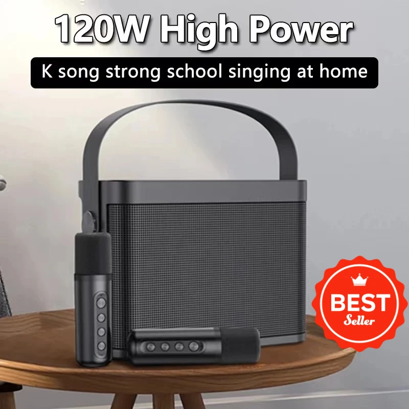 2026 كاريوكي سمّاعات بلوتوث محمولة مع ميكروفونات مزدوجة لاسلكية HiFi صوت ستيريو حفلة Boombox مضخم صوت هدية عائلية مذهلة