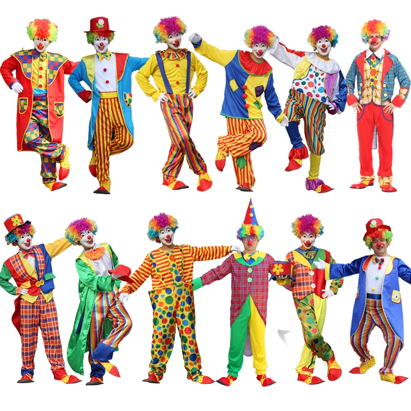 Men's Clown Costume set for Parties, Roadshows and Promotional Activities，Interesting Joker Clothes，without shoes/wigs/masks