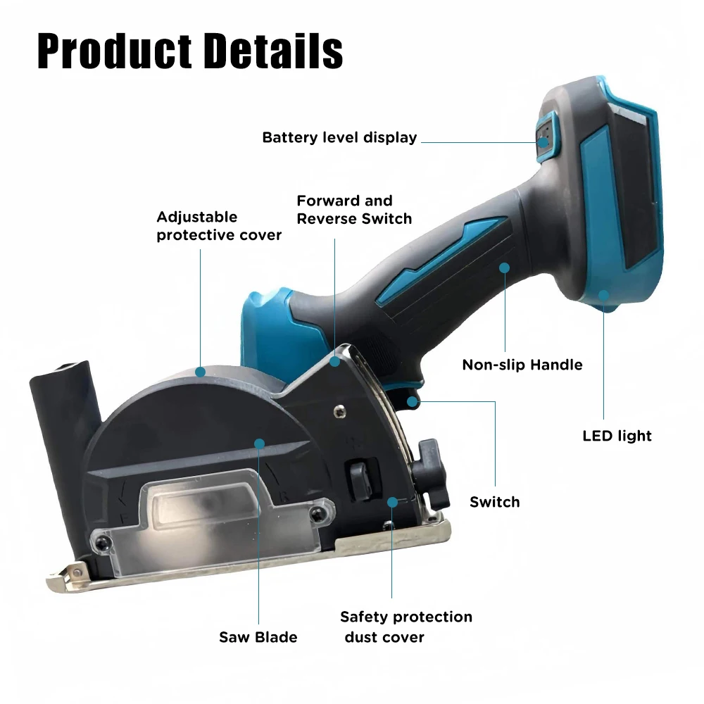 HOT 3inch Brushless Electric Angle Grinder Kit 76mm Speed Variable Cordless Polishing Cutting Power Tools for Makita 18V Battery