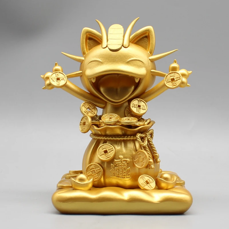 13cm Meowth Sprinkle Gold Coins Pokemon Anime Figure Model Gk Statue Boys Collection Desktop Decoration Ornament Cute Toys Gifts