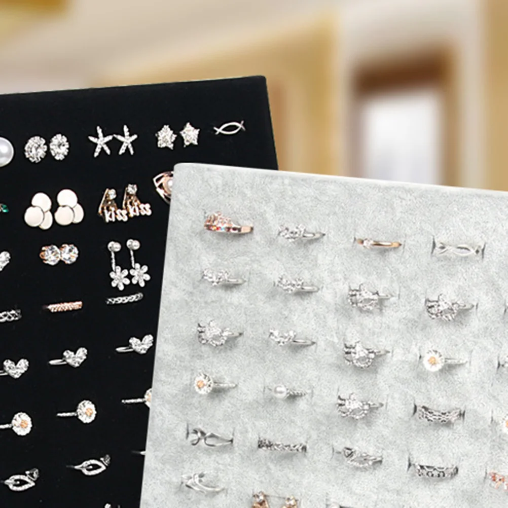 

50 Slots Ring Display Stand Black Durable Flocking Jewelry Organizer Holder for Dressing Table Store Makeup Table