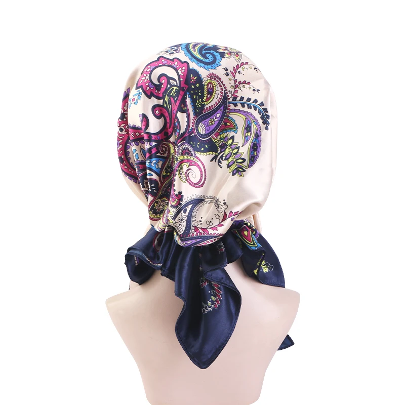 Neuer Damen-Doppelschicht-Paisley-Satin-Instant-Hijab-Schal-Turban, muslimische Kopfbedeckung für Frauen, Chemotherapie-Mütze, Haarausfall-Abdeckung, Kopfwickel, Banda – Detail 8