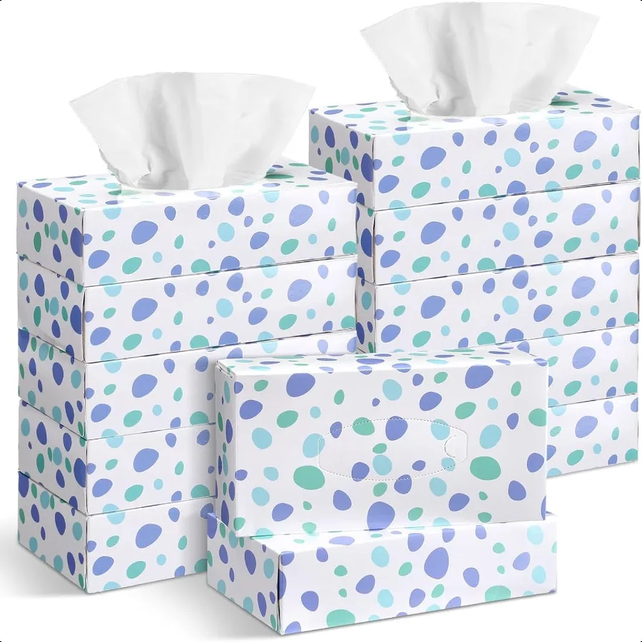 

12 Packs Back to School Facial Tissue Box 1560 Sheets Soft Facial Tissue Box for Teacher Classroom 2 Ply 130 Sheets Travel Tis