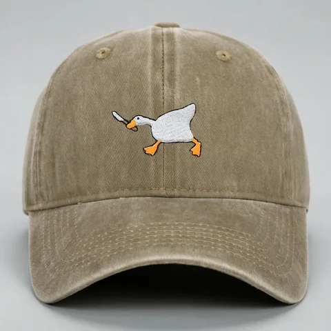 Cap Embroidered women Embroidered baseball cap with goose pattern for men and women, casual and fashionable city style duckbill cap