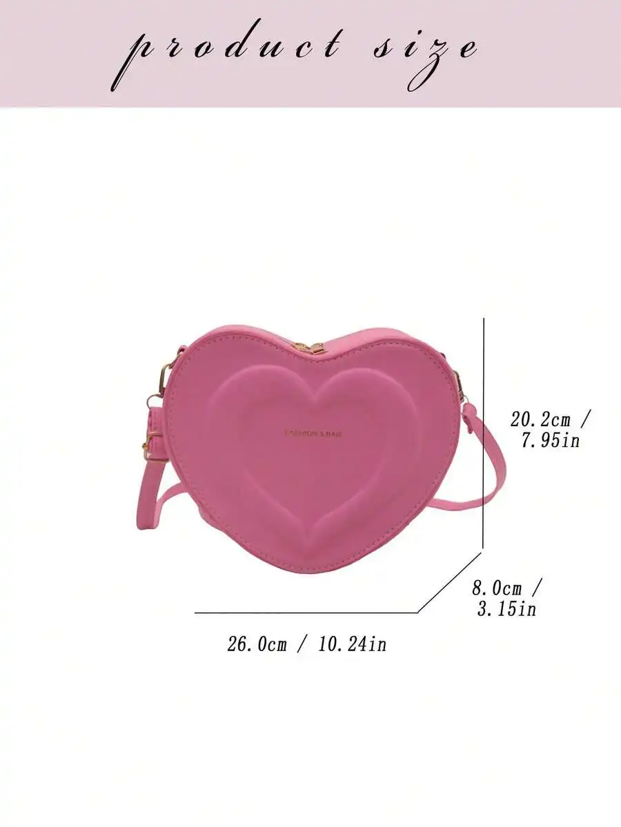 

Heart Shape Mini Crossbody Bag For Women Solid Color Fashion Shoulder Purse