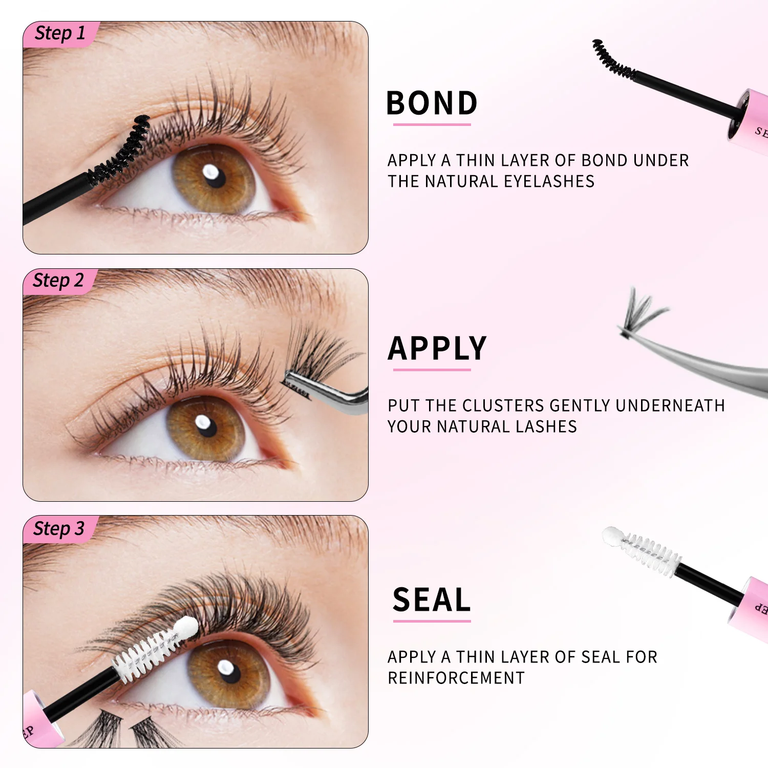 Eyelash Gluing and Sealing for Eyelash Clusters Strong Fixed Eyelash Glue Lasting 48H Eyelash Gluing Glue Eyelash Extension