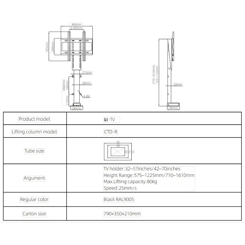 ZJW STLF Advanced With High Quality Custom Tv Lift Motorized Mechanism Conference Room Wall Mount Moveable Self  32 Inch