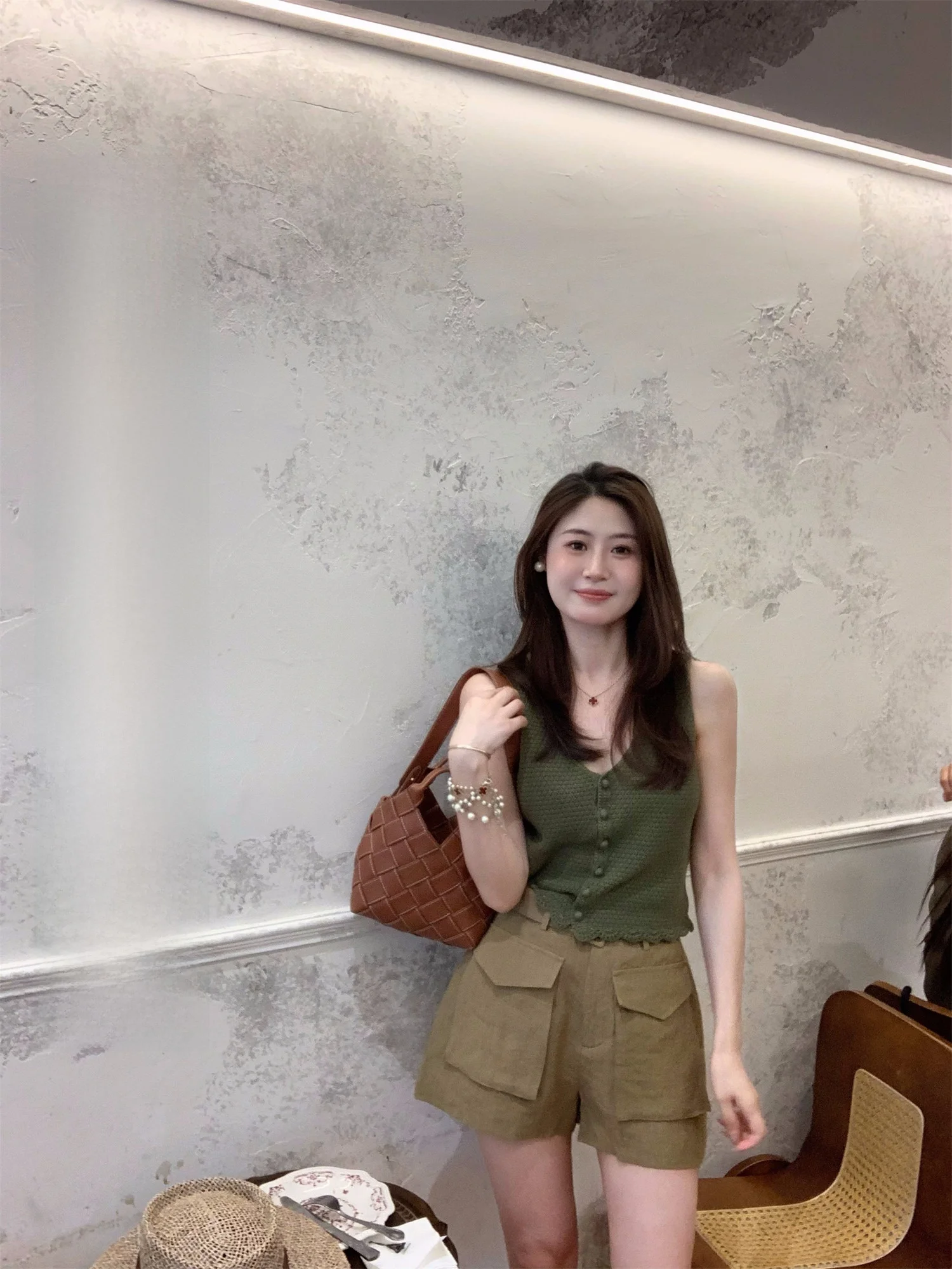 

one Summer Love Hook Flower ort Svel Women's Vest Single Button Faionable mat Tank Top Cotton 00%