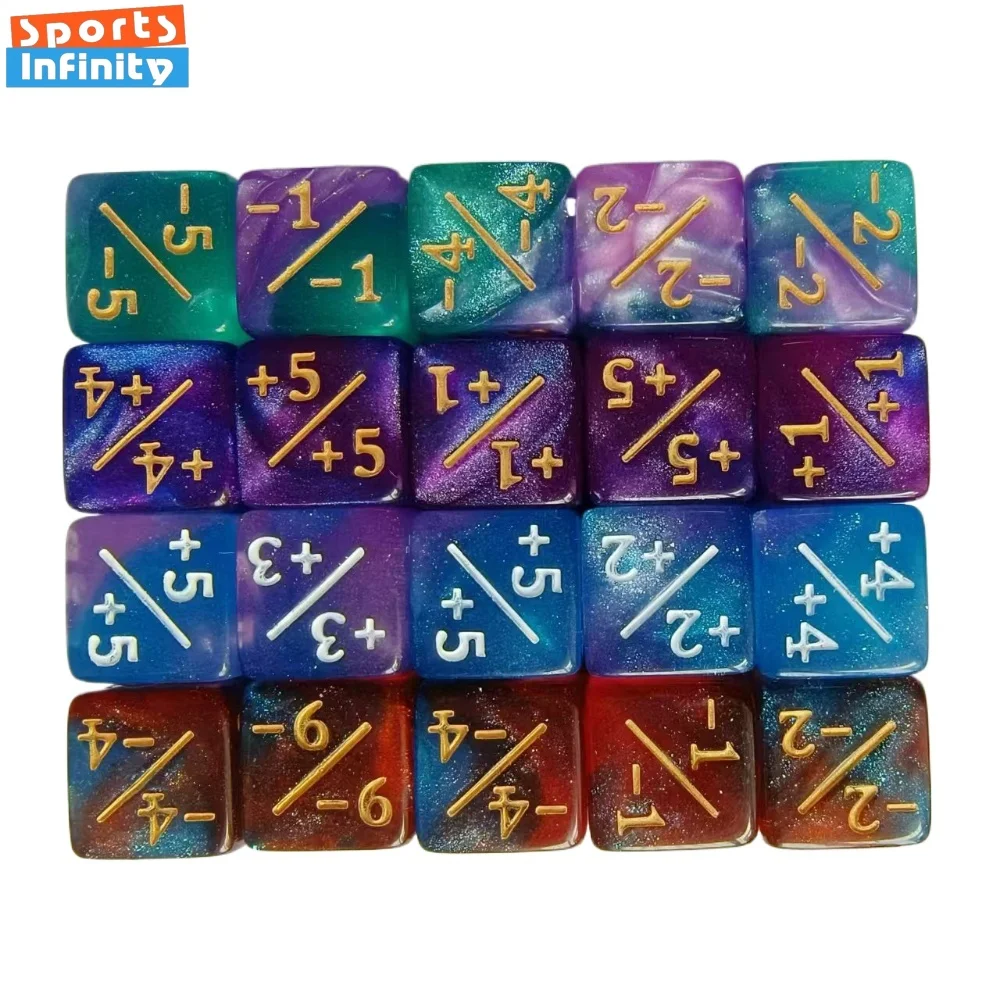 10pcs/set 16mm Dual Color Starry Sky Addition and Subtraction Symbols Dice Number Dice Game Props Board Game Dnd Dice Set