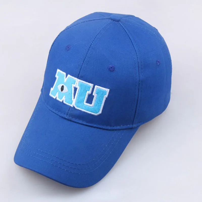 Monsters University Sullivan Sulley Mike MU Letters Embroidery Fashion Charm Baseball Cap Blue Caps Sun Protect Cosplay Hats New