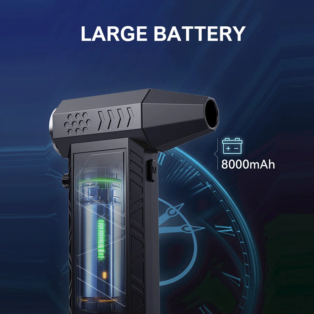 X9 جديد 300000 RPM Turbo Jet Fan منفضة هواء كهربائية قابلة للتعديل سرعة الرياح توربو منفاخ عنيف قابل لإعادة الشحن ضوء سيارة نظيفة