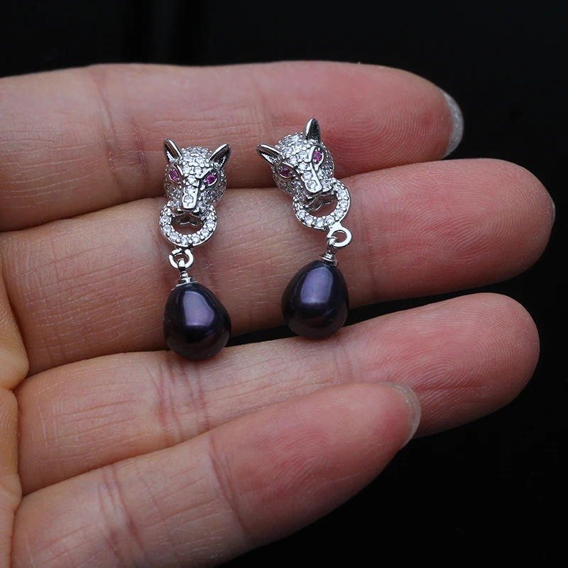 Echte natürliche Süßwasserperlen-Ohrringe für Damen, hängend, 925er Sterlingsilber, Perlen-Tropfenohrring, Schmuck, Frau, Mutter, Geschenk, Weiß, Schwarz – Detail 7