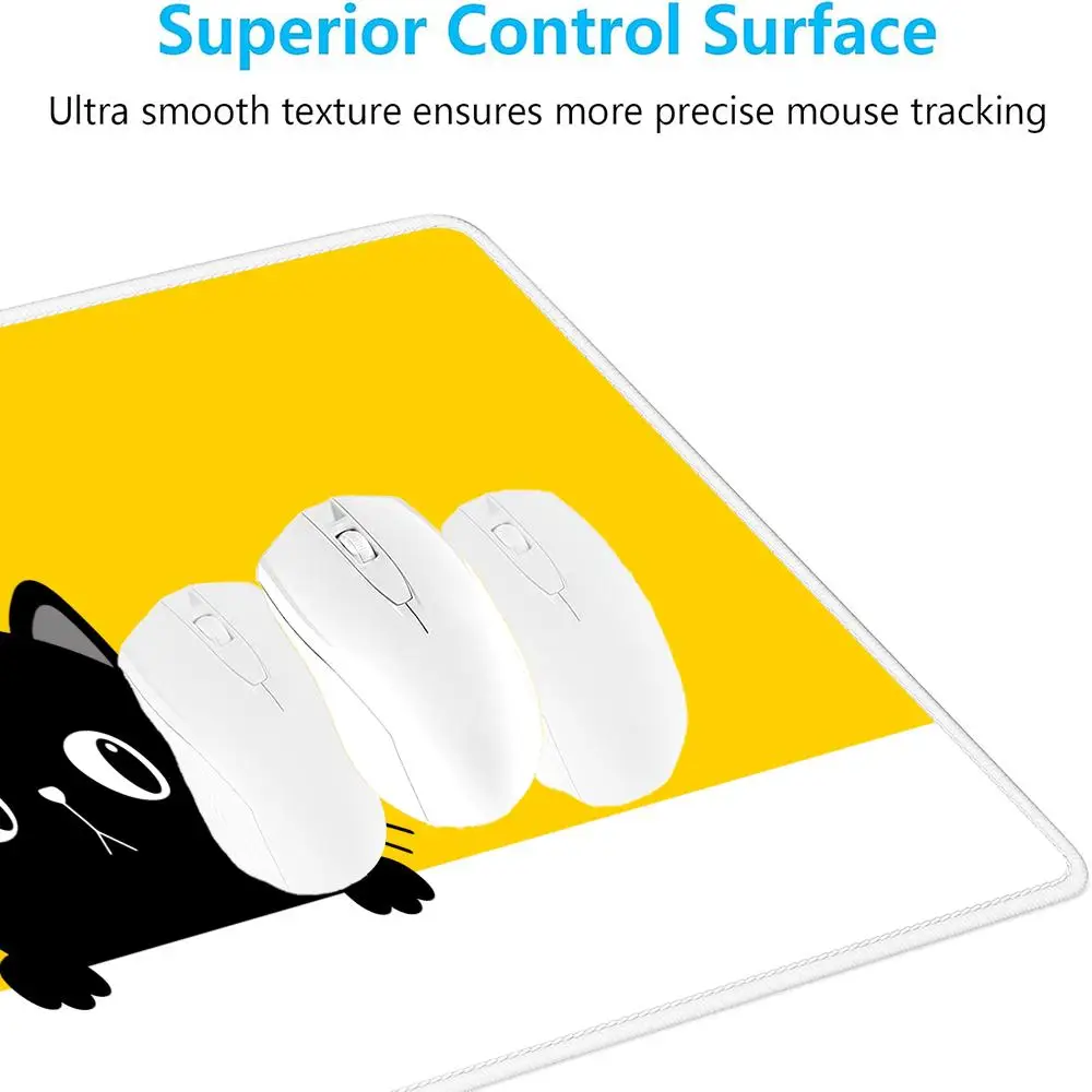 面白い黒猫マウスパッド大型ゲームアートデスクアクセサリー美的滑り止め縫い目エッジマウスパッドラップトップタブレットマットPCプレイマット