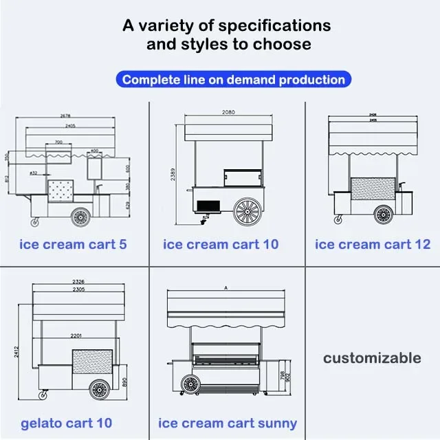 Prosky Multifunction Bubble Ice Cream Juice Coffee Candy Mall Food Cart