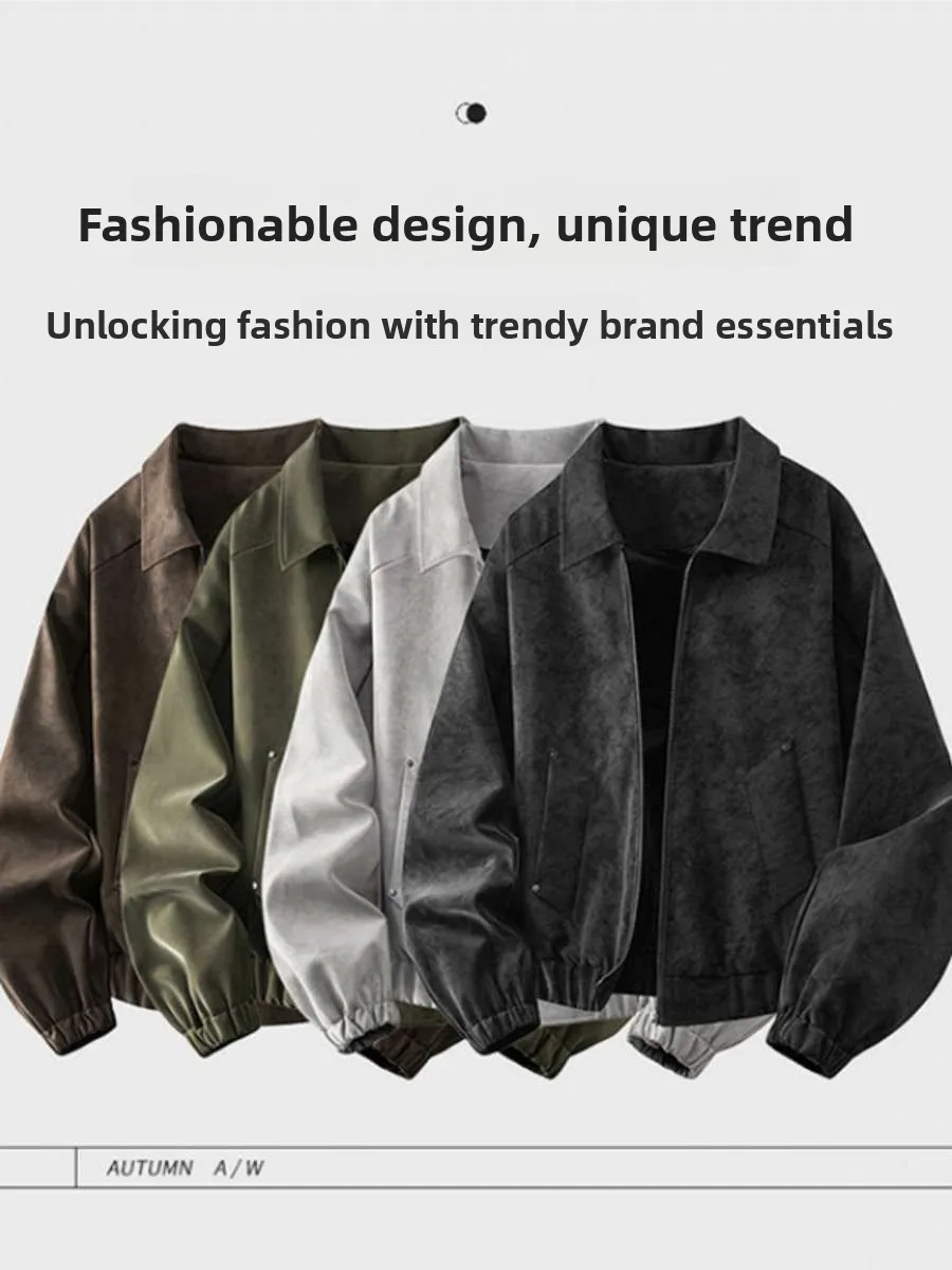 

ex PU Leather Jaet Casual Sle for Autumn And Winter New Arrival Loose Fit Large Size Trendy Outerwear Coat Jaet