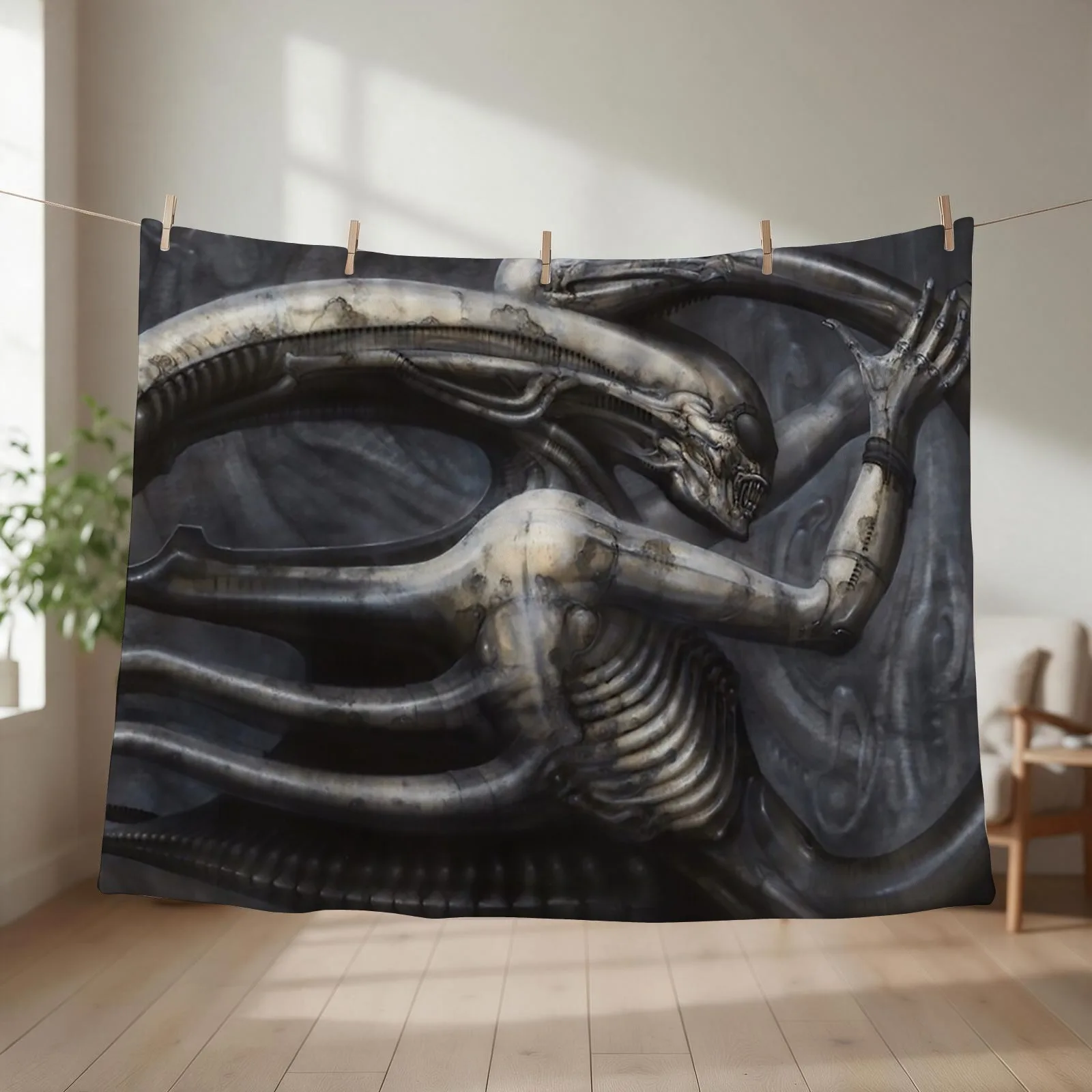 Hr Giger - Necron IV Throw Blanket Furrys Thermals For Travel Comforter Blankets For Baby Blankets