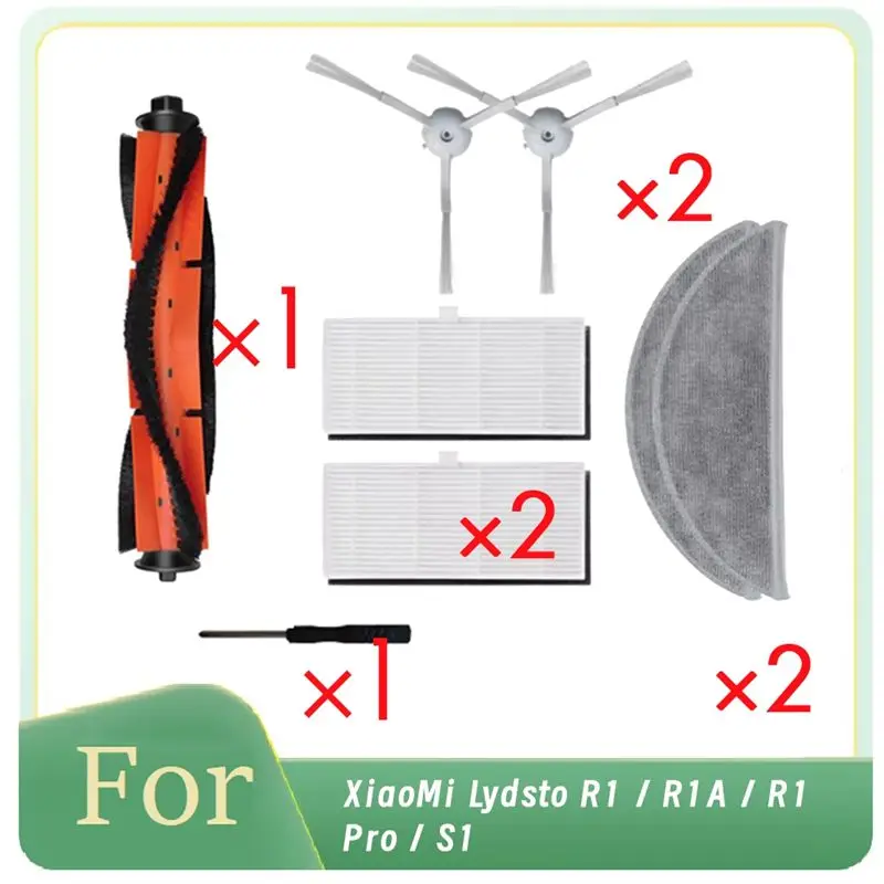 A11R Comprehensive 8 Pcs Cleaning Set For Lydsto R1 / R1A / R1 Pro / S1: Brushes, HEPA Filter, Mop Pads