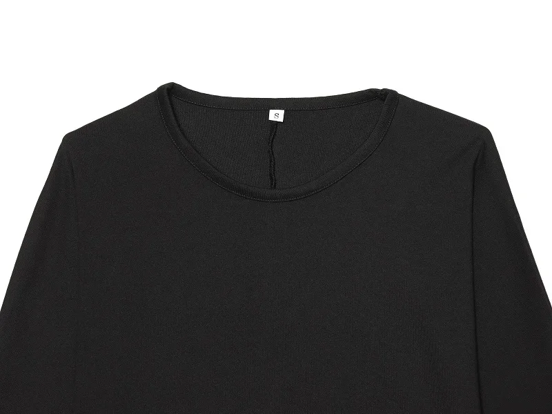 MUJER Damen-T-Shirt mit weiten Ärmeln, Herbst-Freizeitoberteil, Damen-T-Shirt in Weiß und Schwarz, Oversized-T-Shirt, Damen-Langarm-T-Shirts – Detail 8