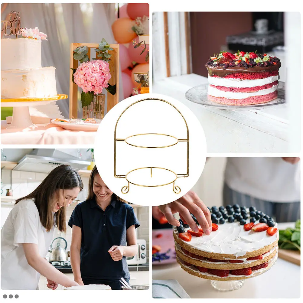1Set Dessert Stand Iron Cupcake Display Rack 2 Tier Cake Tower for Small Parties Dinner Events Graduation Holiday Fruit Pastry