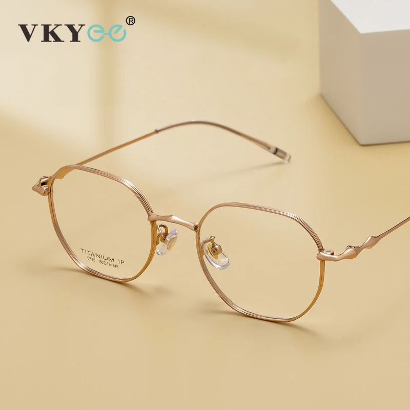 VICKY Titanium Retro Eyeglasses 5536 Fashion Small Round Frames Anti-Blue Light Customizable Prescription Reading Glasses Women