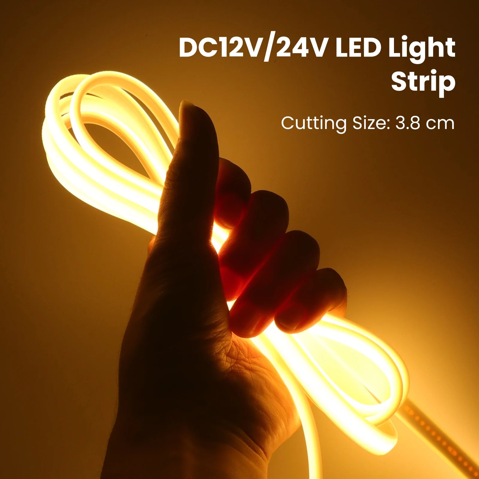12V 24V COB LED Neon Light 320LEDs Flexible LED Strip Tape Ribbon IP67 Waterproof Density Linear Light Adhesive Tape 0.5-10M