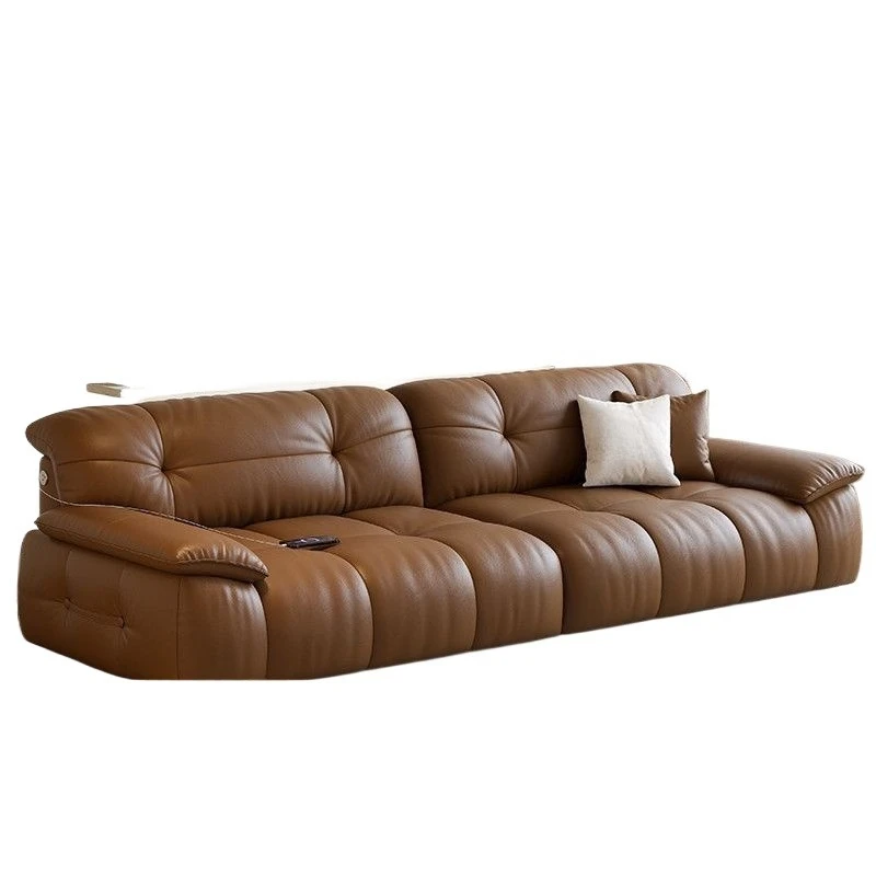 

Italian minimalist cloud sofa, leather small apartment living room straight row
