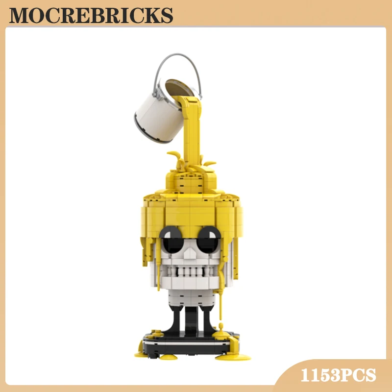 Creative Series MOC Set Building Block Paint Pouring Minifig Skull DIY Ornament Puzzle Model Educational Bricks Toy for Kid Gift