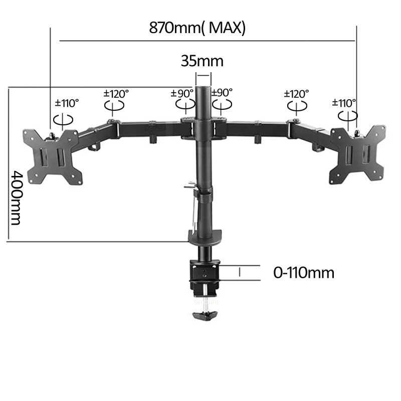 MS02 10 "-27" شاشة مزدوجة حامل سطح المكتب الذراع الطويلة تمديد 360 درجة تدوير الميل المشبك قاعدة الكمبيوتر جبل 9.9kgs حامل الكمبيوتر