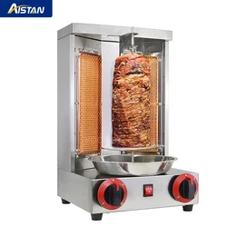 Professional Shawarma Gas Grill Machine Propane Doner Kebab Vertical Broiler with 2 Burner