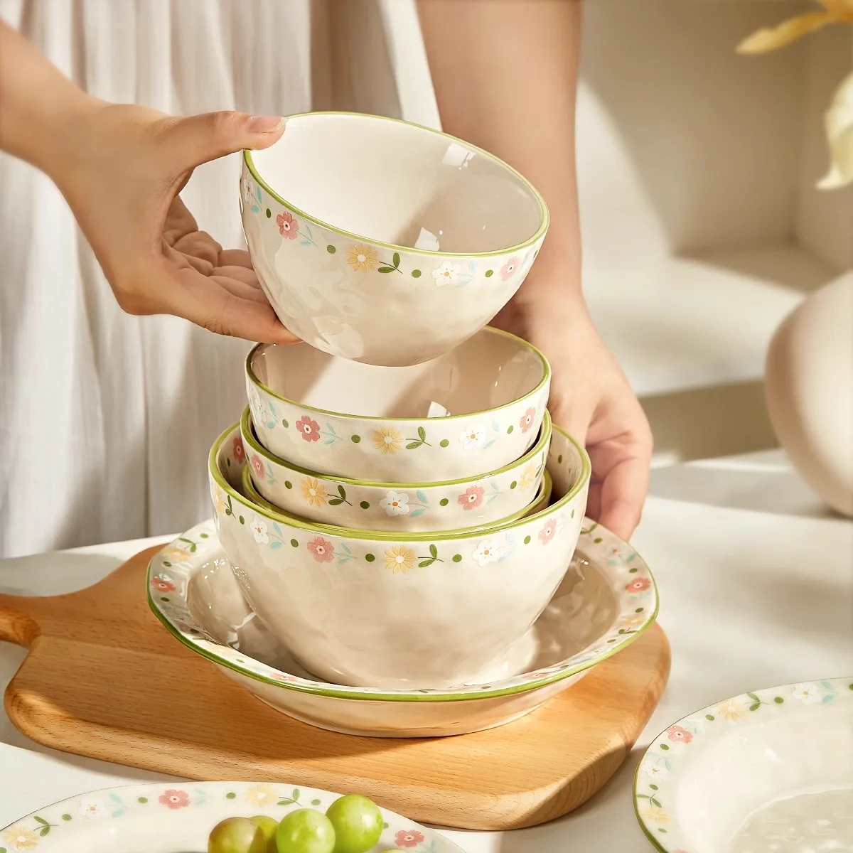 

Тарелка-миска для риса Fre Cerc, для домашнего использования, новинка 2025 года, с высокой эстетической ценностью, подглазурная, простая и элегантная