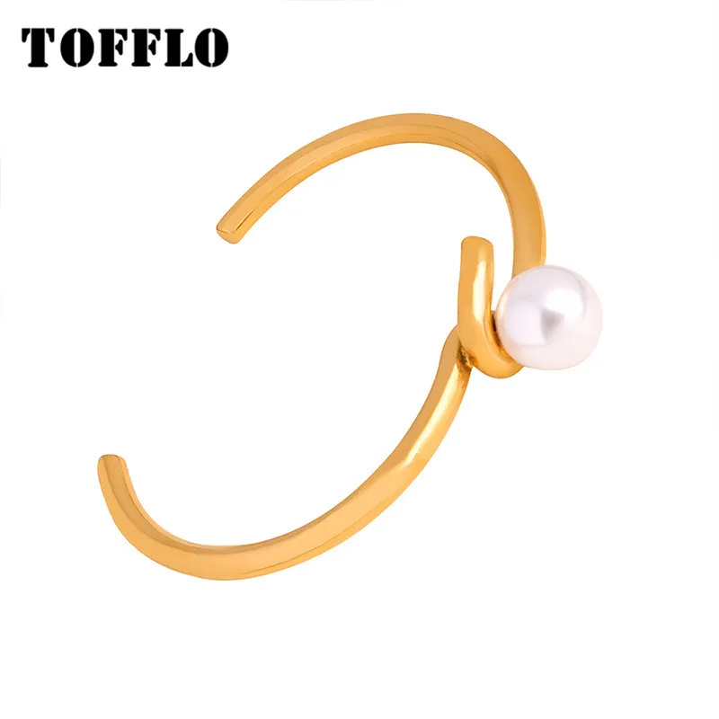 

TOFFLO Stainless Steel Jewelry Line Plain Ring Wrapped Inlaid Pearl Bracelet Women's Fashion Bracelet BSZ193