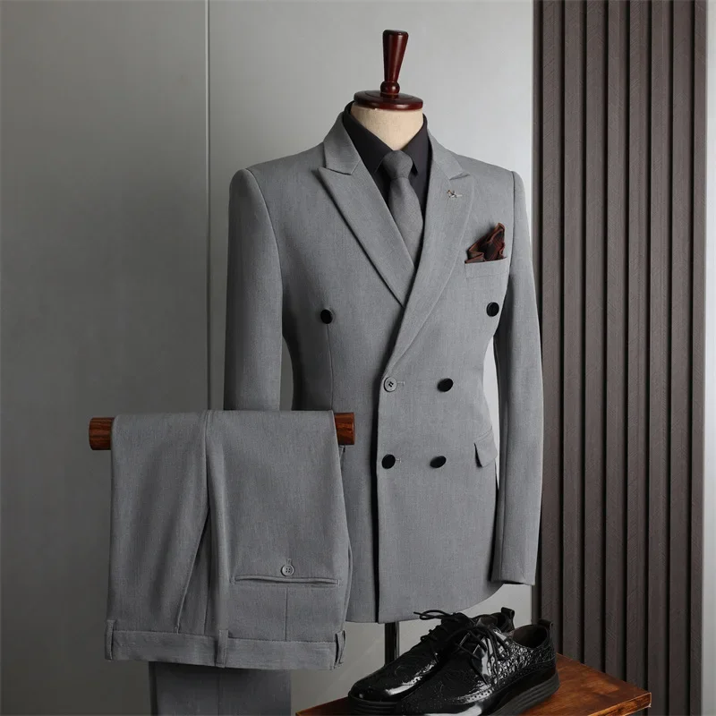 (32) Customized Double-breasted Suits for Men  Formal Business Casual Fashion