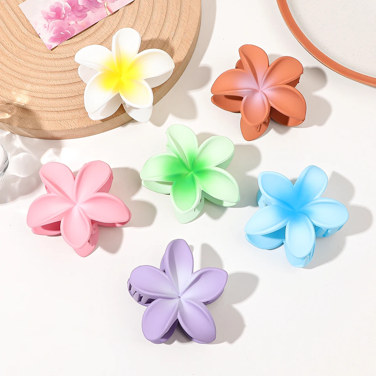 6Pcs Flower Hair Claw Clips,Hawaiian,Cute Banana Clip for Thick Thin Hair,Accessories for Women Girls Holiday Gifts