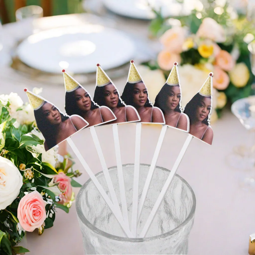 50pcs Personalised Print Photo Drink Stirrers Wedding Decorations Bachelorette Party Cocktail Stirrer Baby Shower Decor